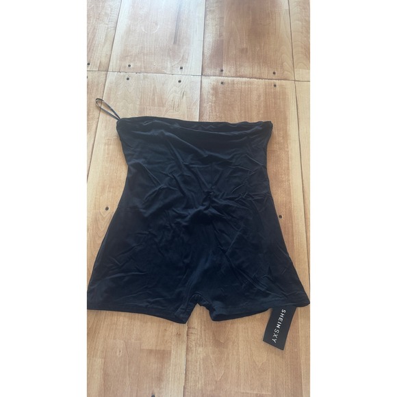 SHEIN Pants - SHEIN Curve Black Strapless Tube Top Bodycon Romper Jumpsuit 1XL NEW
